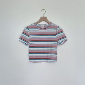 NWT Striped Cropped Tee